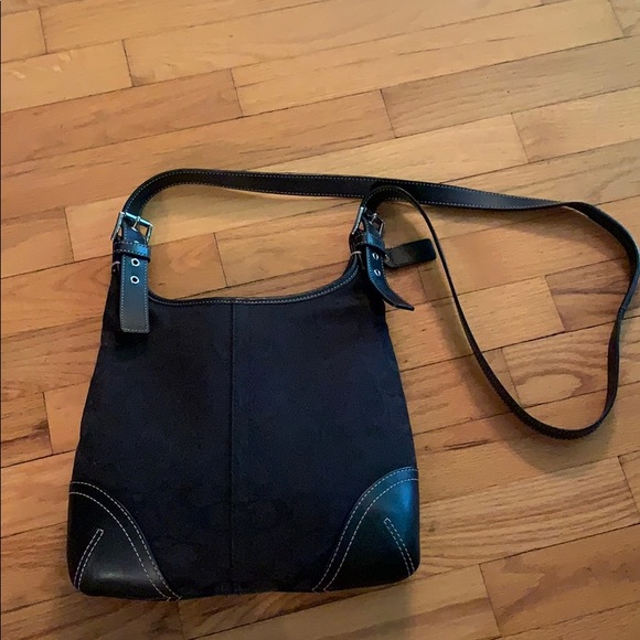 Coach Handbags - COACH Black on Black Signature Large Crossbody